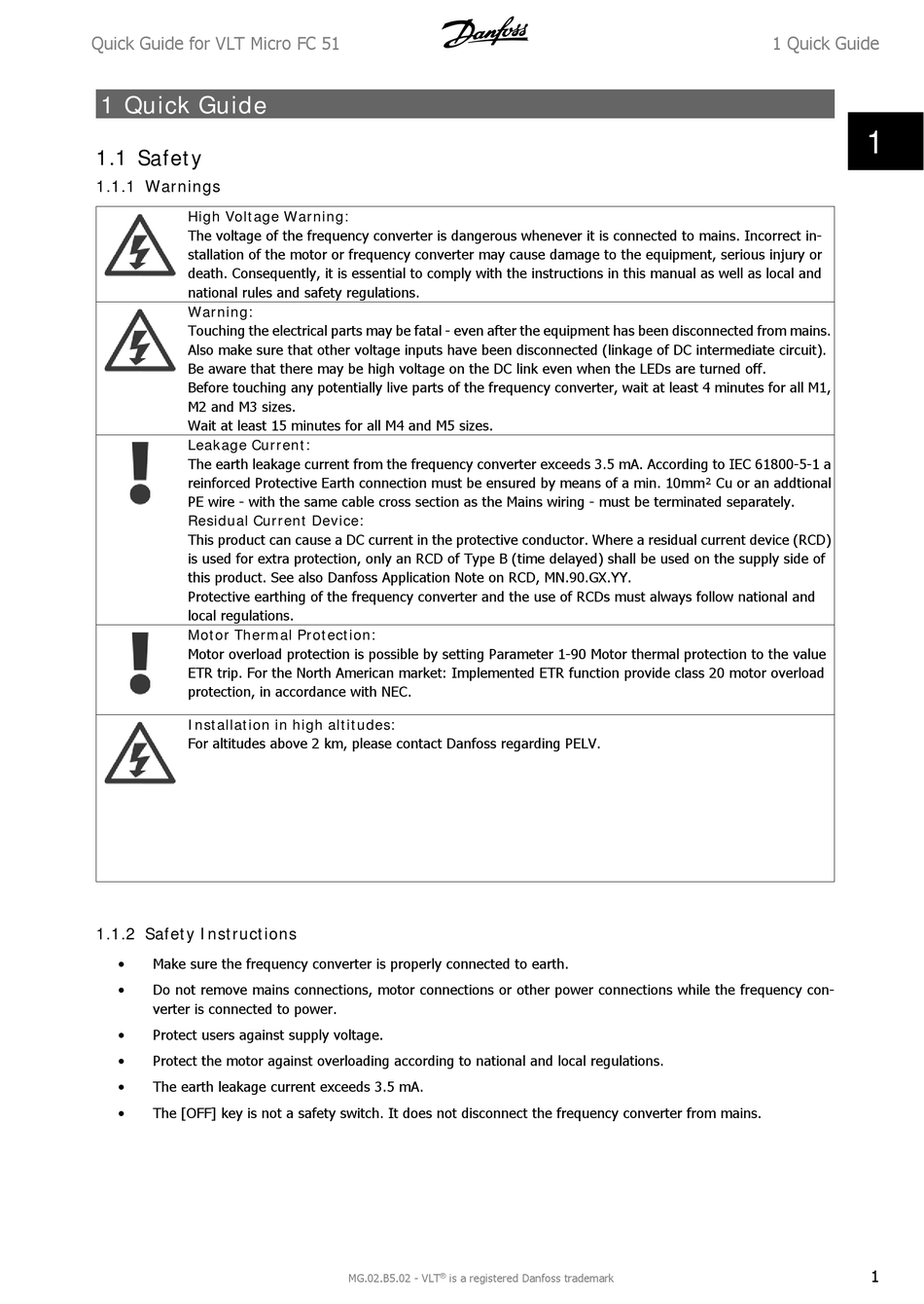 DANFOSS VLT MICRO FC 51 QUICK MANUAL Pdf Download | ManualsLib