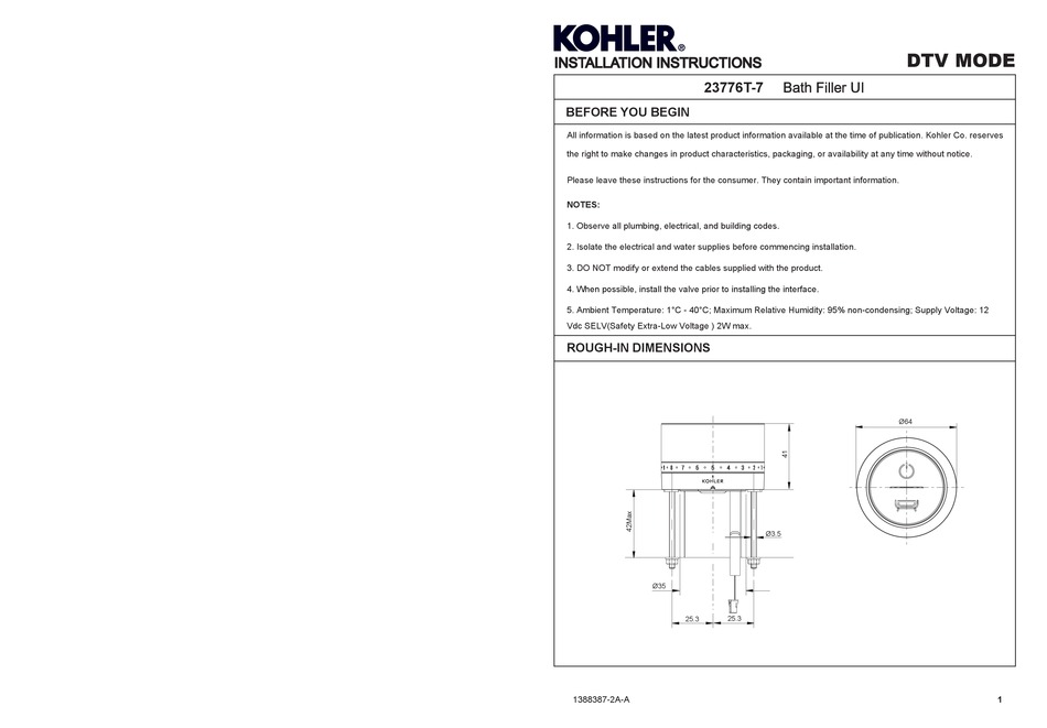 KOHLER 23776T 7 INSTALLATION INSTRUCTIONS Pdf Download ManualsLib   Kohler 23776t 7 