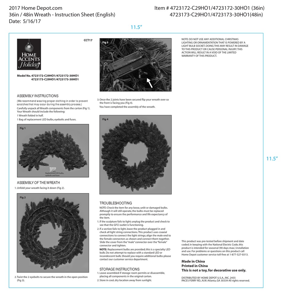 HOME ACCENTS HOLIDAY 4723172C29HO1 INSTRUCTION SHEET Pdf Download