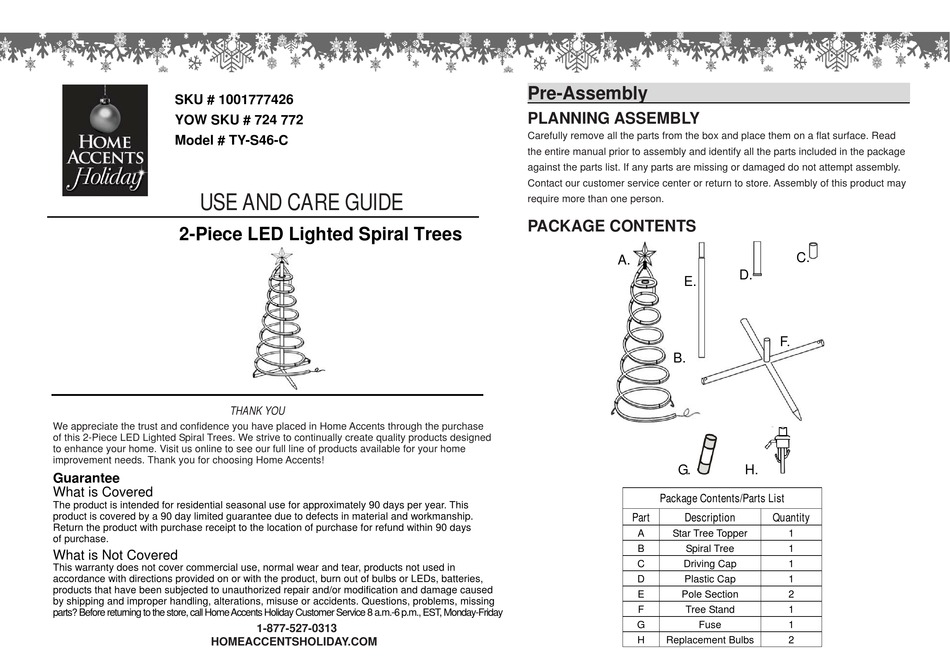 HOME ACCENTS HOLIDAY TYS46C USE AND CARE MANUAL Pdf Download ManualsLib