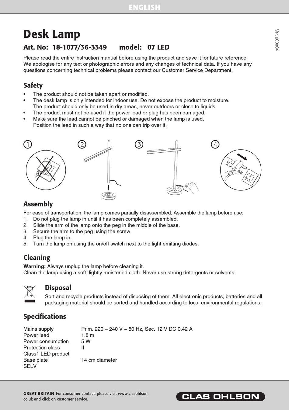 CLAS OHLSON 07 LED MANUAL Pdf Download ManualsLib