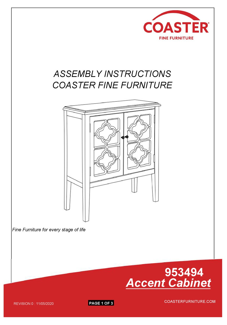 COASTER ACCENT 953494 ASSEMBLY INSTRUCTIONS Pdf Download