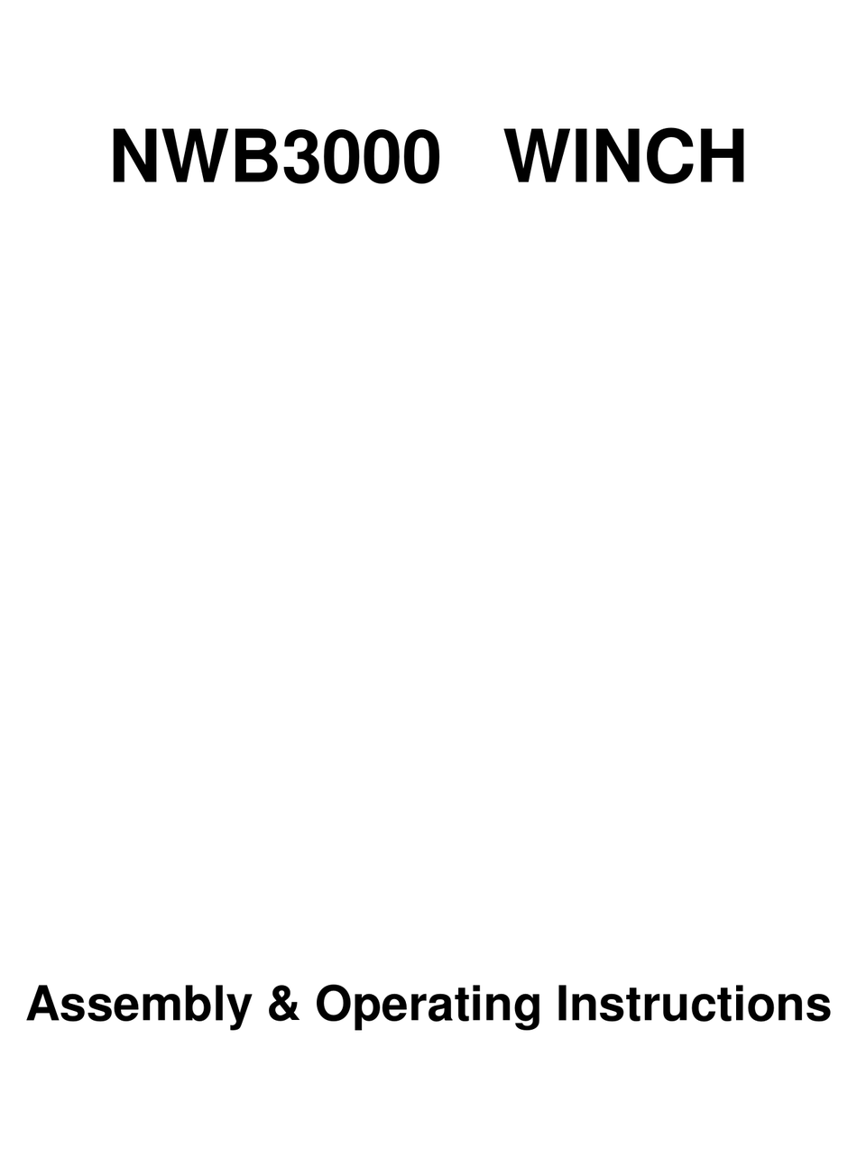 NORTHERN TOOL NWB3000 ASSEMBLY & OPERATING INSTRUCTIONS Pdf Download