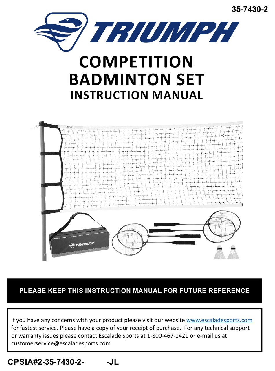 TRIUMPH COMPETITION BADMINTON SET INSTRUCTION MANUAL Pdf Download
