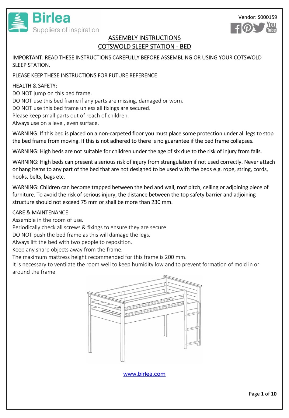 BIRLEA COTSWOLD ASSEMBLY INSTRUCTIONS MANUAL Pdf Download ManualsLib