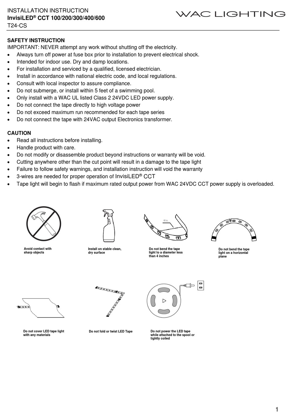 WAC LIGHTING INVISILED CCT 100 INSTALLATION INSTRUCTION Pdf Download ...