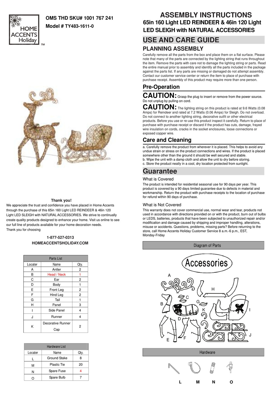 HOME ACCENTS HOLIDAY TY48316110 ASSEMBLY INSTRUCTIONS Pdf Download