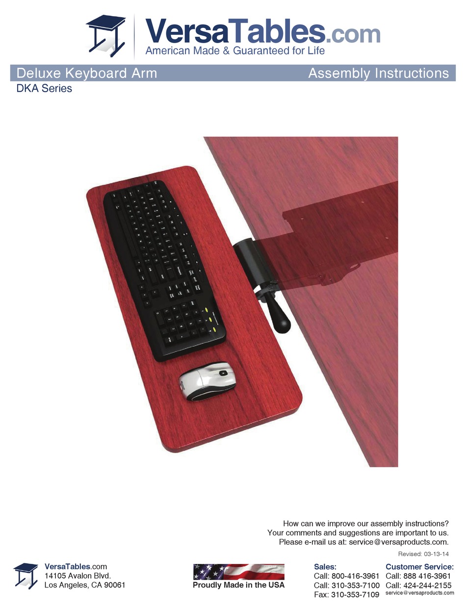 VERSA DKA SERIES ASSEMBLY INSTRUCTIONS MANUAL Pdf Download ManualsLib