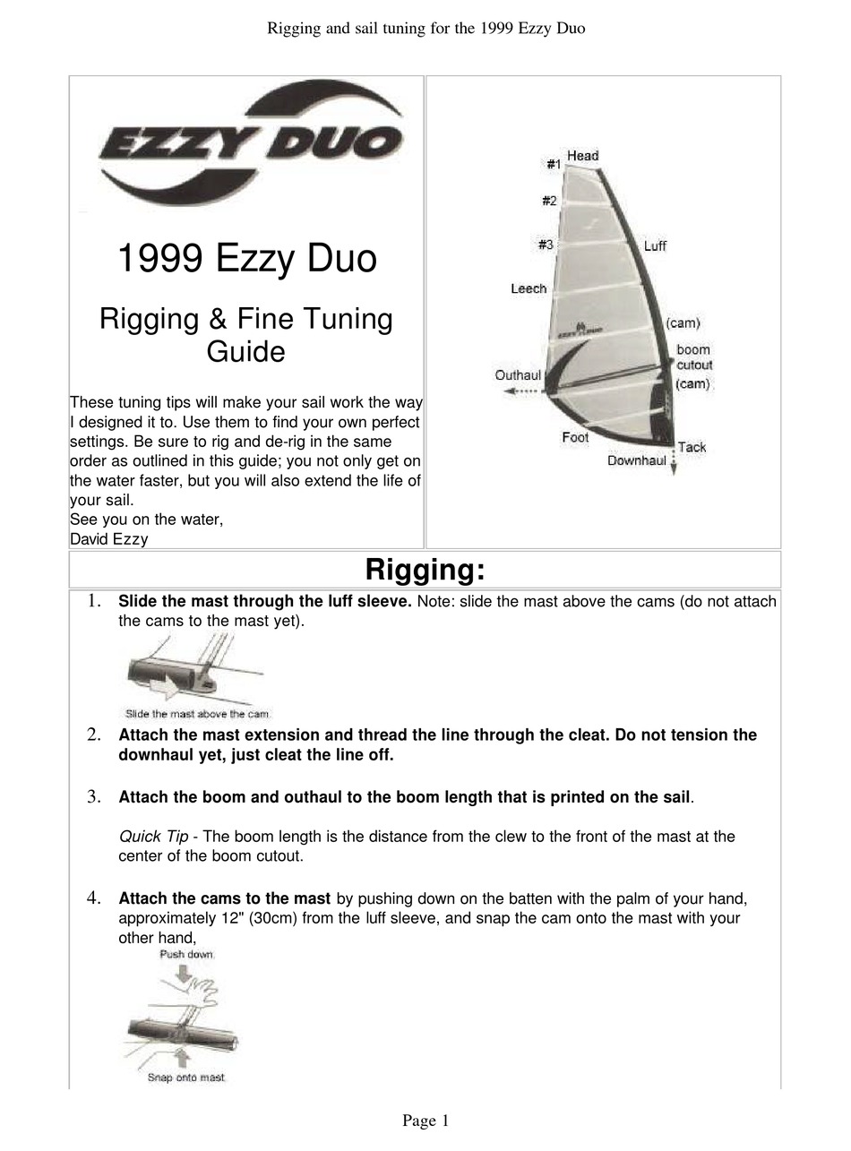 EZZY SAILS DUO 1999 RIGGING & FINE TUNING MANUAL Pdf Download ManualsLib