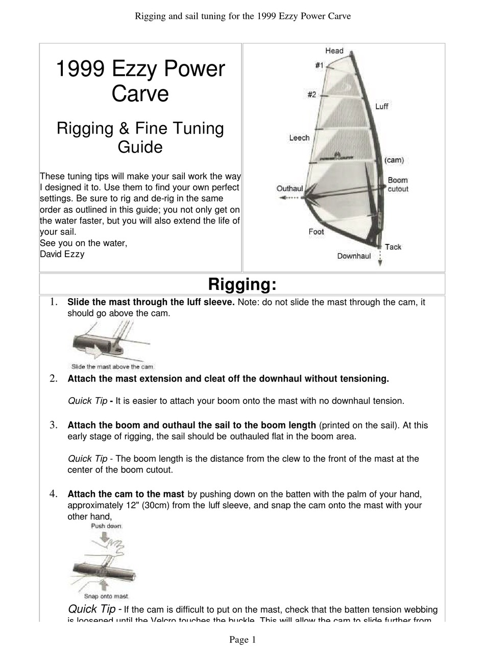 EZZY SAILS POWER CARVE 1999 RIGGING & FINE TUNING MANUAL Pdf Download ManualsLib