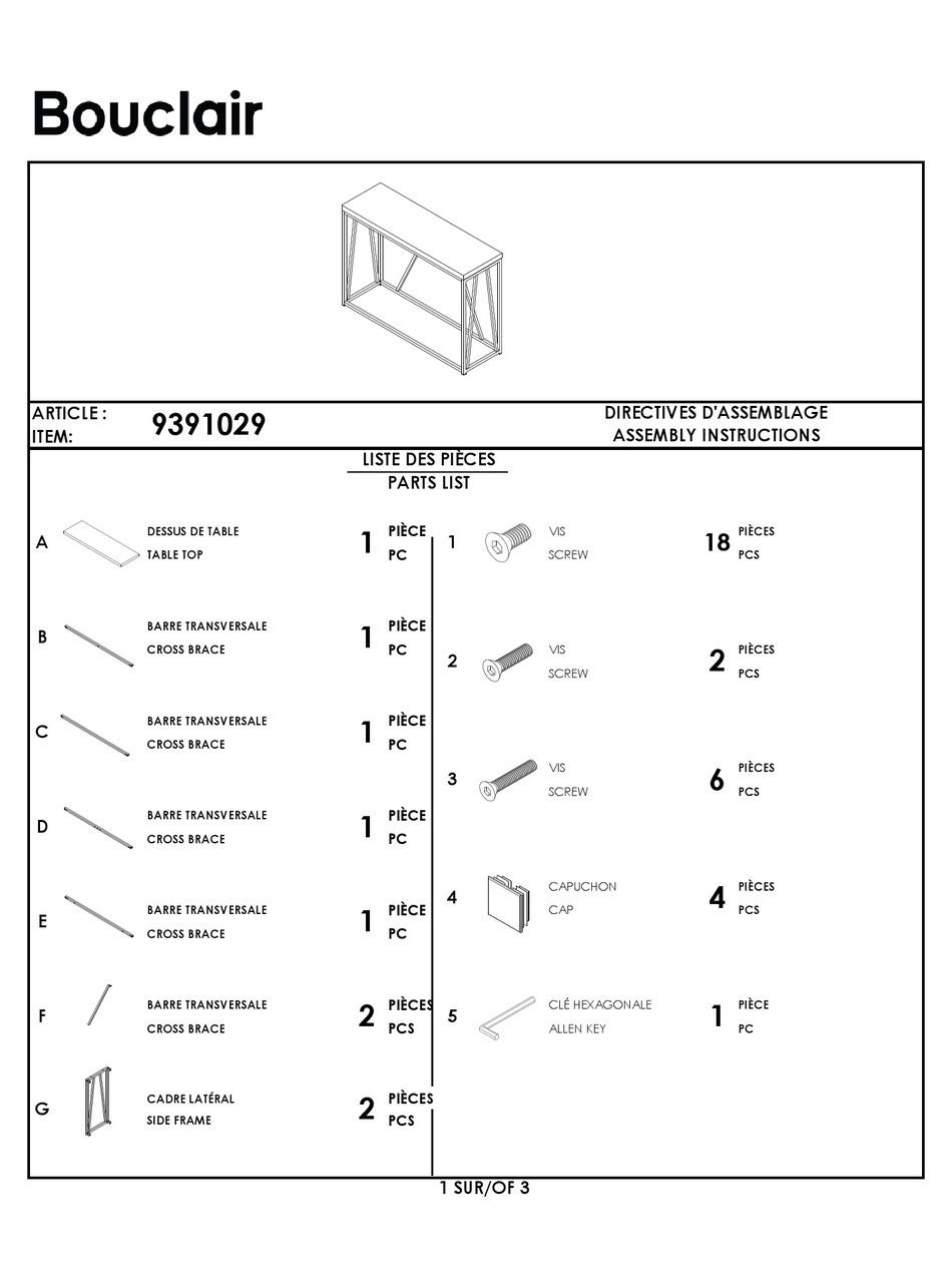 BOUCLAIR 9391029 ASSEMBLY INSTRUCTIONS Pdf Download ManualsLib