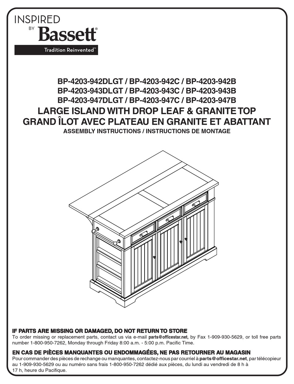 BASSETT TRADITION REINVENTED BP4203942DLGT ASSEMBLY INSTRUCTIONS