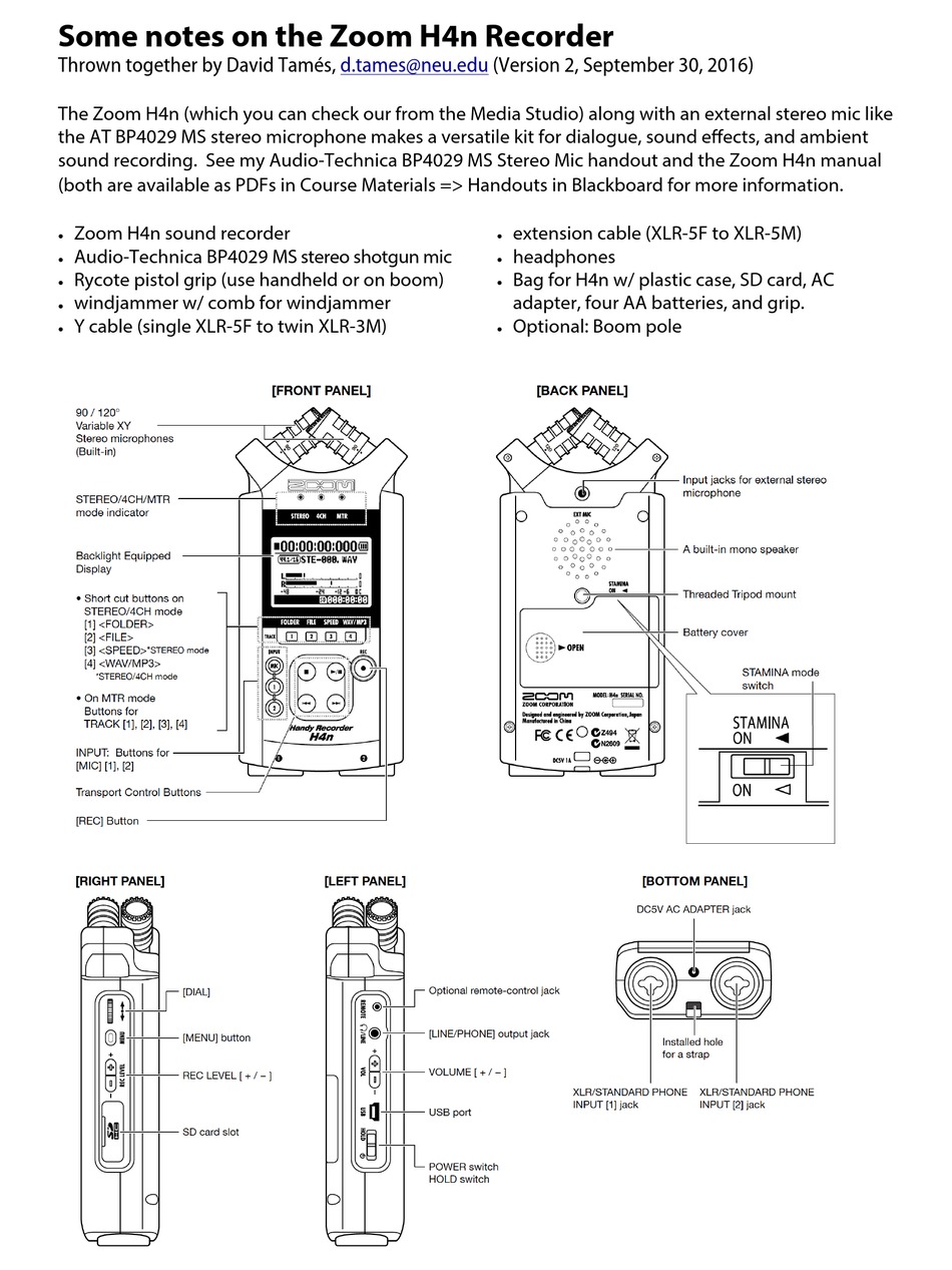 ZOOM H4N QUICK START MANUAL Pdf Download ManualsLib