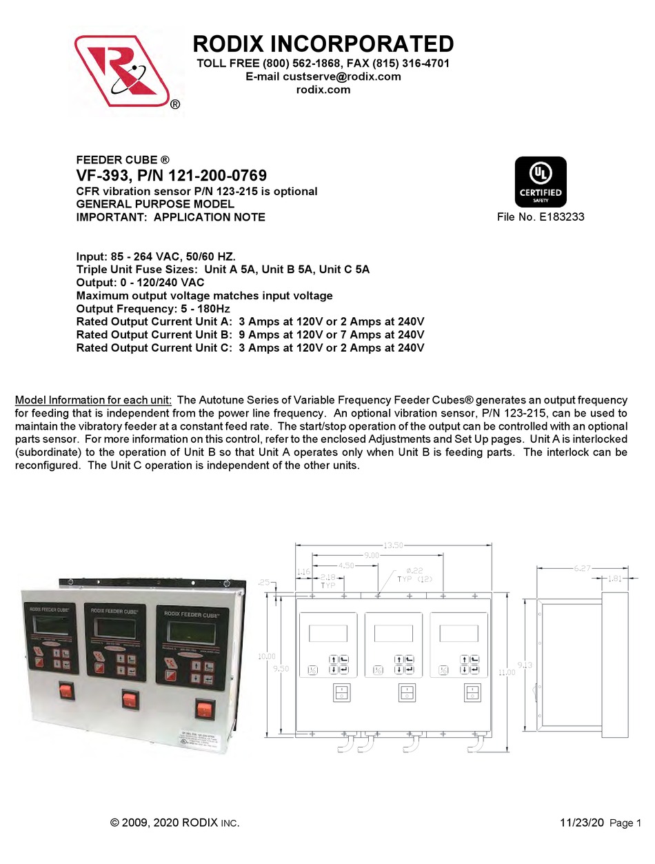 RODIX FEEDER CUBE VF393 MANUAL Pdf Download ManualsLib