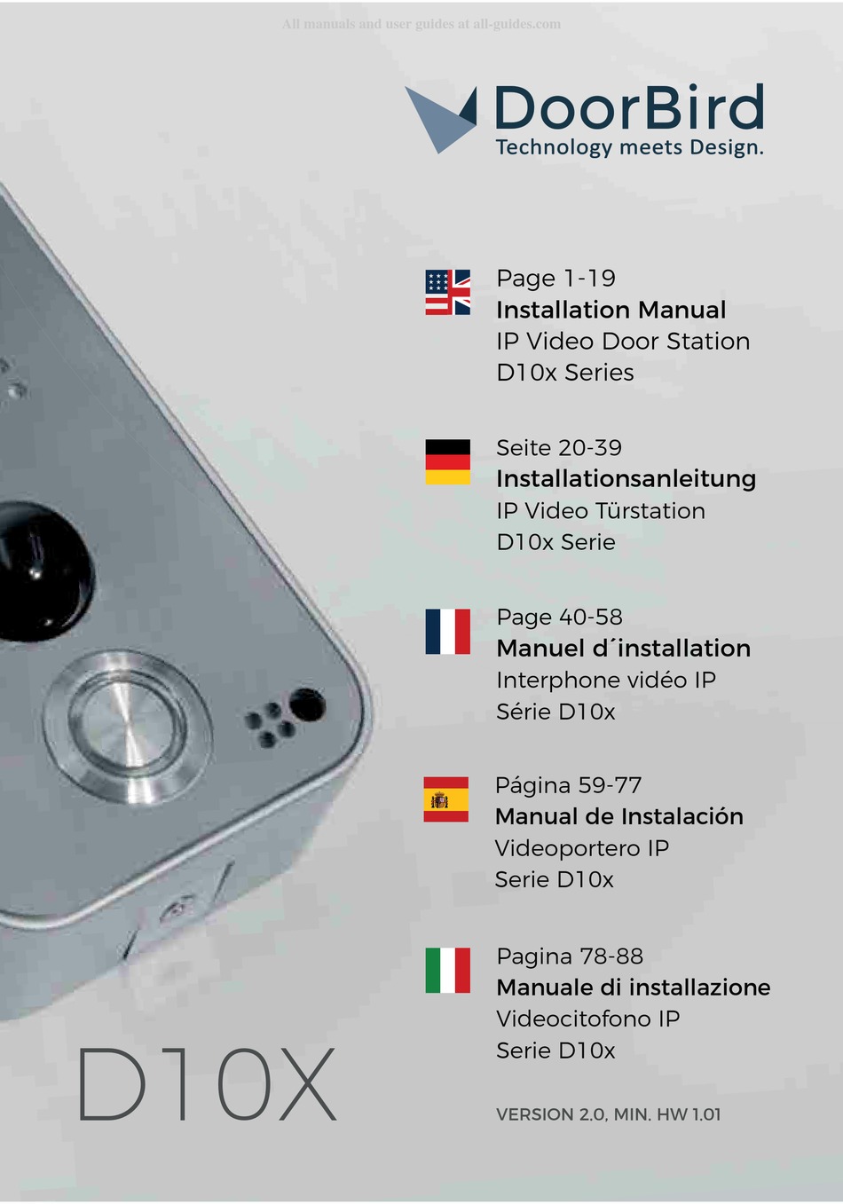 DOORBIRD D10 SERIES INSTALLATION MANUAL Pdf Download ManualsLib