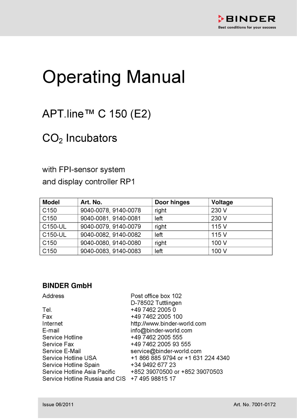 BINDER APT.LINE C 150 OPERATING MANUAL Pdf Download ManualsLib
