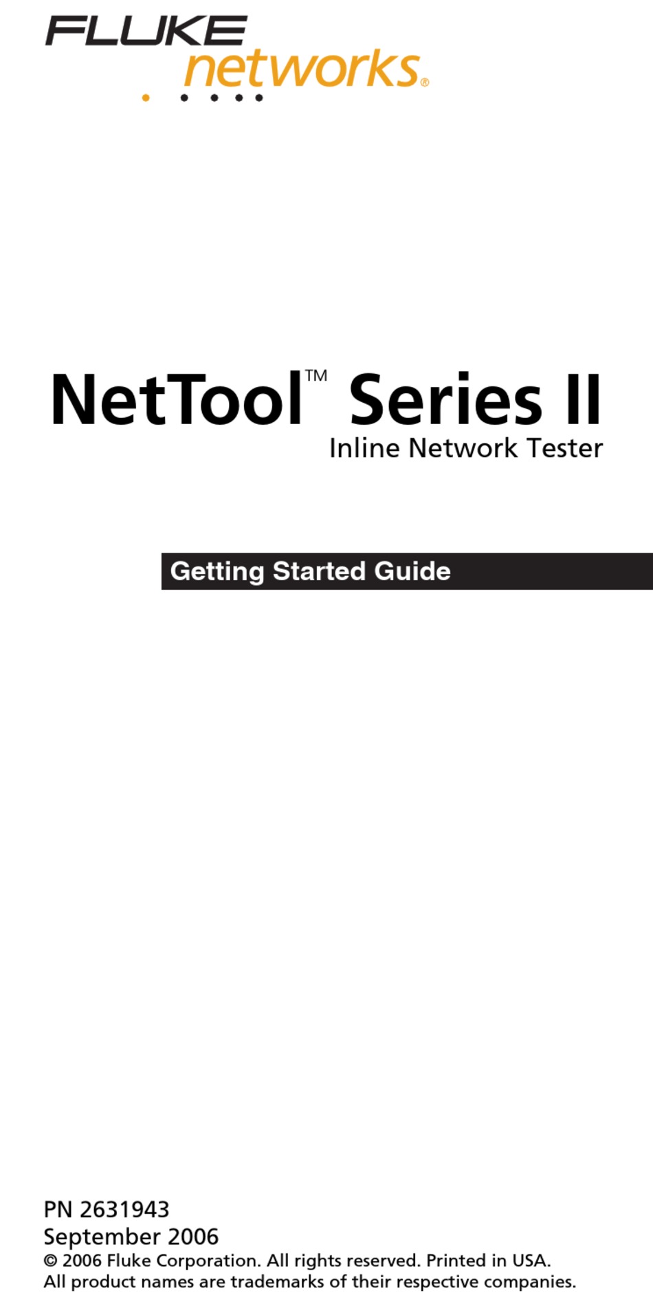 FLUKE NETTOOL II SERIES GETTING STARTED MANUAL Pdf Download ManualsLib