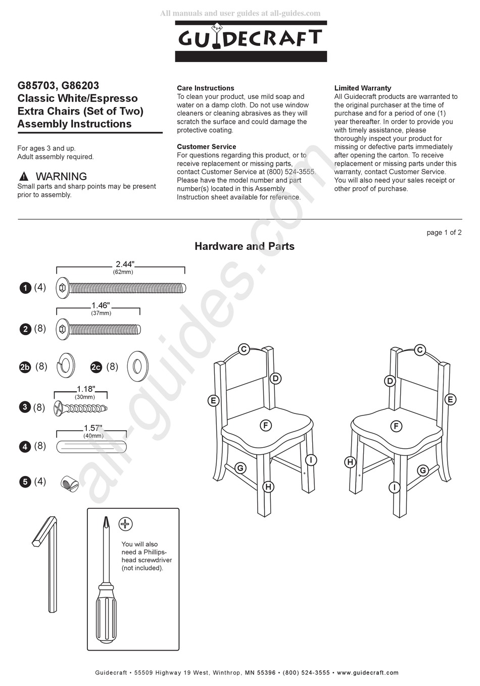 GUIDECRAFT G85703 ASSEMBLY INSTRUCTIONS Pdf Download ManualsLib