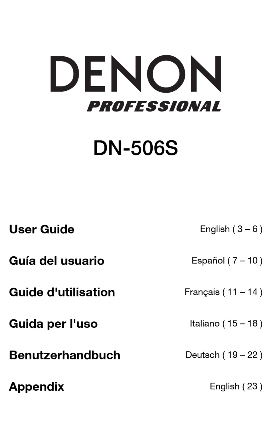 DENON PROFESSIONAL DN506S USER MANUAL Pdf Download ManualsLib
