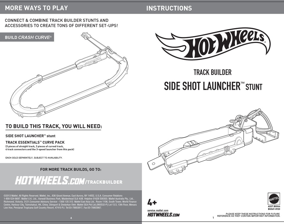 MATTEL HOT WHEELS SIDE SHOT LAUNCHER STUNT INSTRUCTIONS Pdf Download