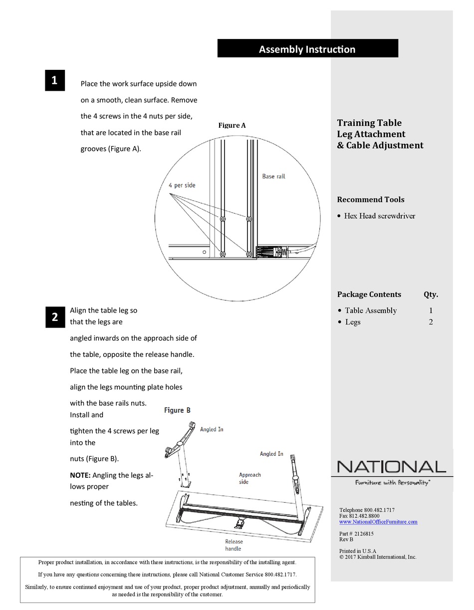 KIMBALL NATIONAL 2126815 ASSEMBLY INSTRUCTION Pdf Download ManualsLib