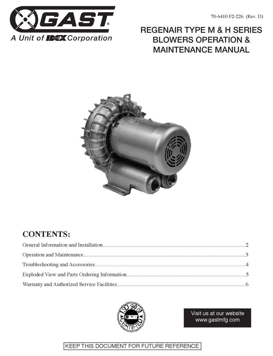IDEX GAST M SERIES OPERATION & MAINTENANCE MANUAL Pdf Download ManualsLib