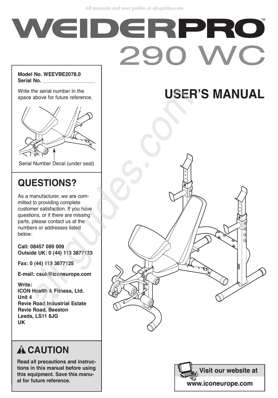 WEIDERPRO 290 WC USER MANUAL Pdf Download | ManualsLib