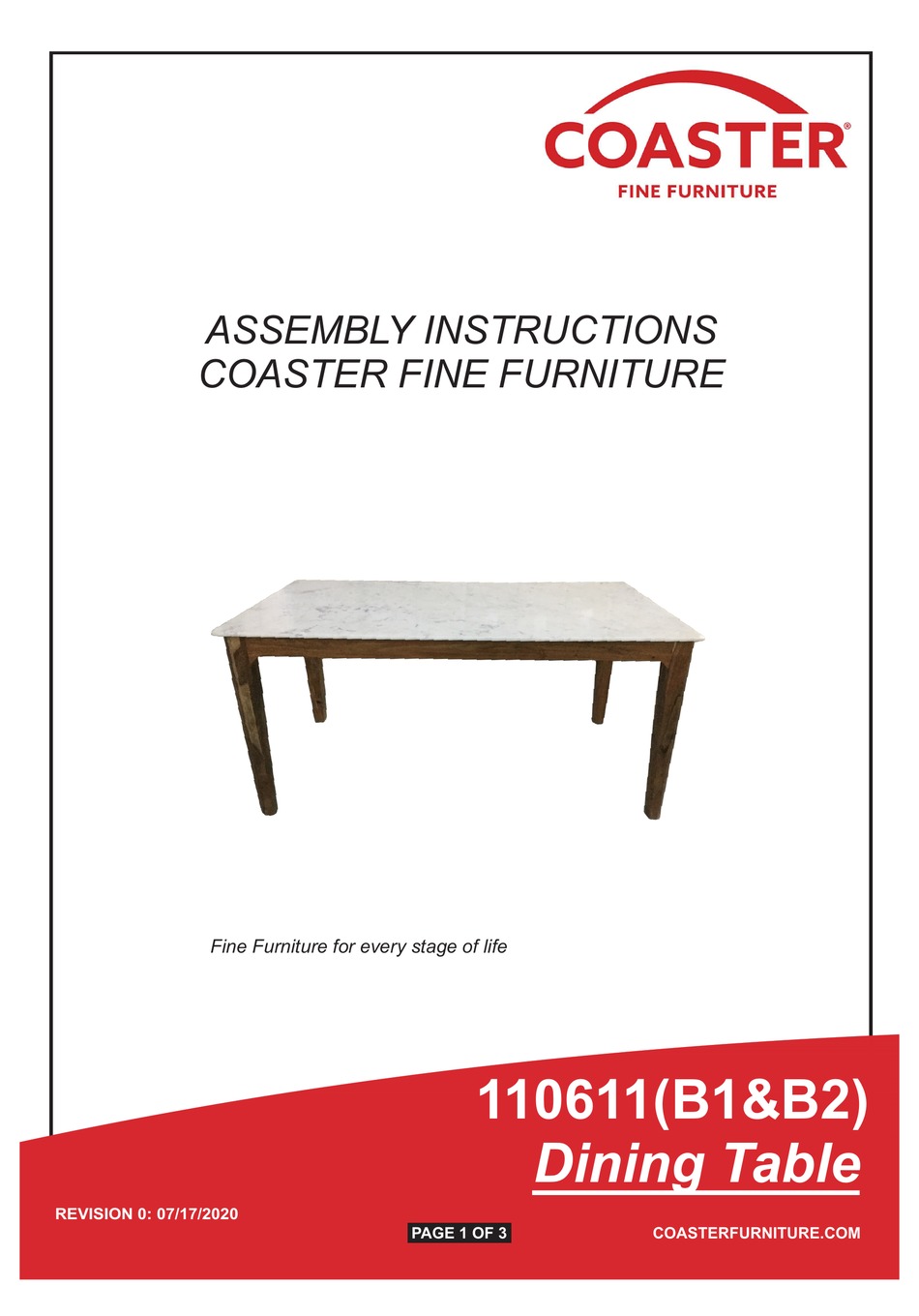 COASTER 110611 ASSEMBLY INSTRUCTIONS Pdf Download ManualsLib
