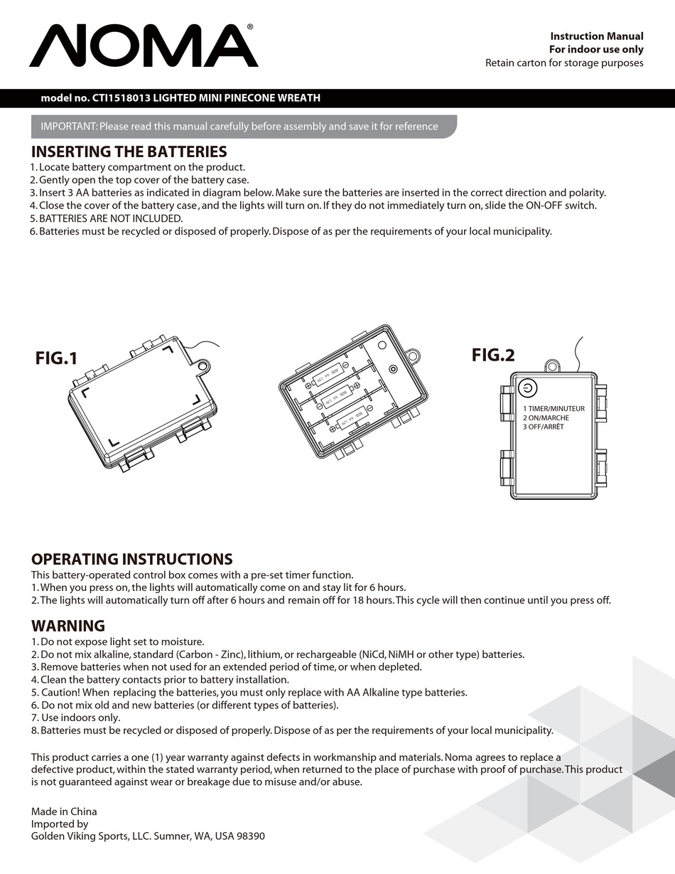 NOMA CTI1518013 INSTRUCTION MANUAL Pdf Download ManualsLib