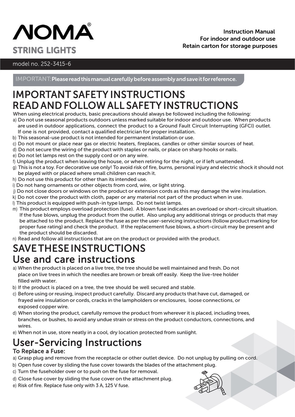 NOMA 25234156 INSTRUCTION MANUAL Pdf Download ManualsLib