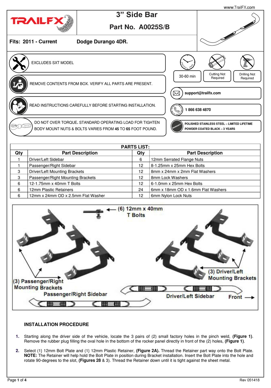 TRAILFX NERF BAR A0025S QUICK START MANUAL Pdf Download ManualsLib