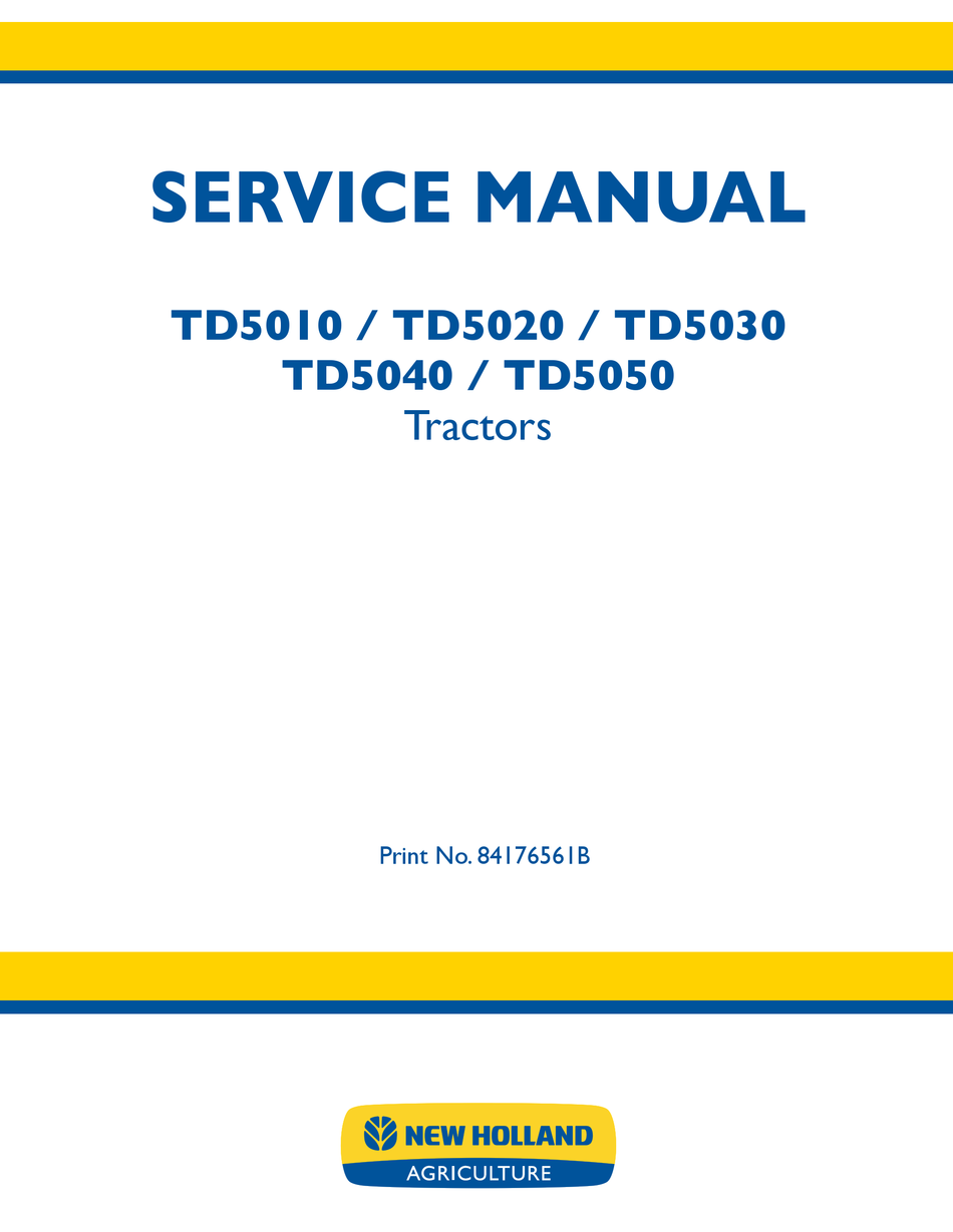 NEW HOLLAND TD5010 SERVICE MANUAL Pdf Download | ManualsLib