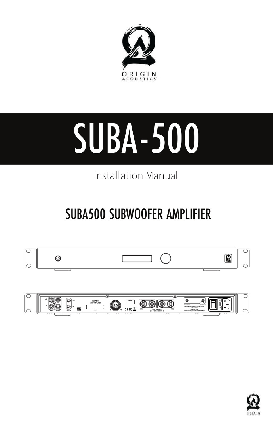 ORIGIN ACOUSTICS SUBA500 INSTALLATION MANUAL Pdf Download ManualsLib