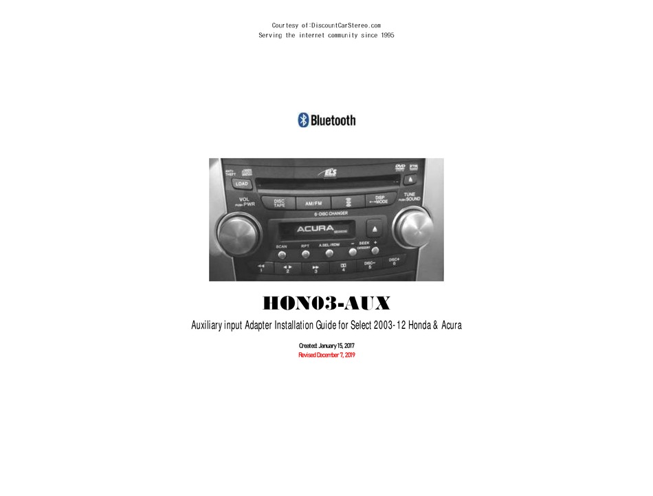 DISCOUNT CAR STEREO HON03AUX INSTALLATION MANUAL Pdf Download ManualsLib