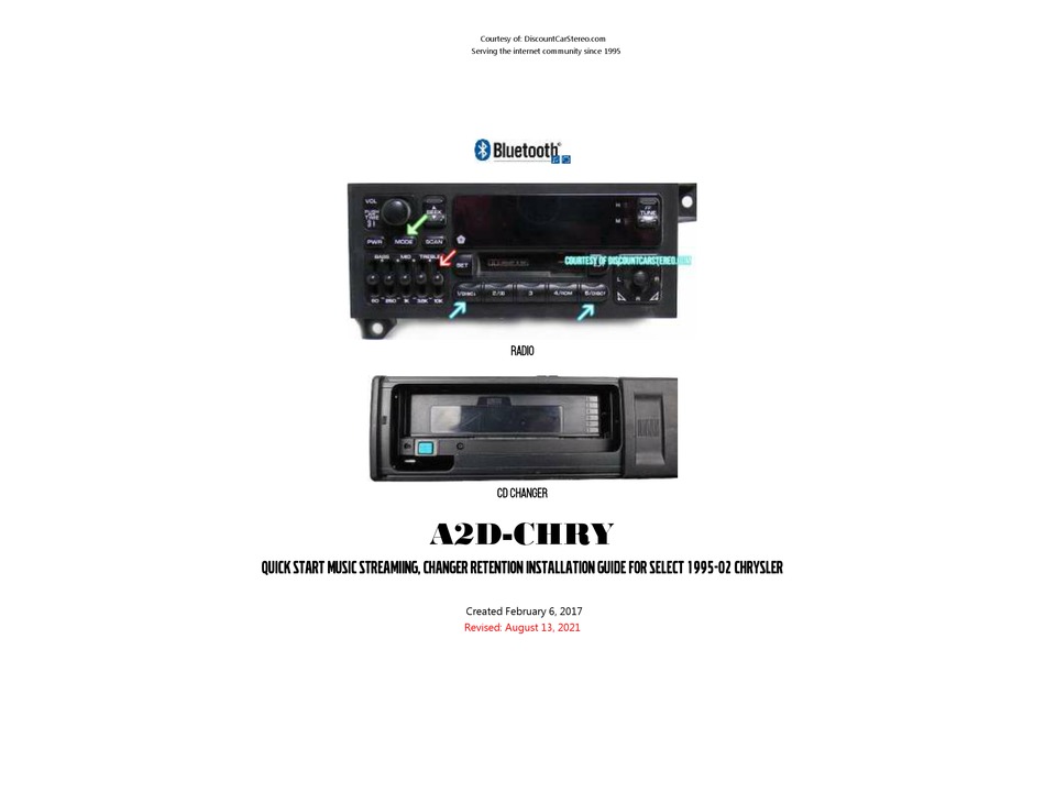 DISCOUNT CAR STEREO A2DCHRY QUICK START INSTALLATION MANUAL Pdf