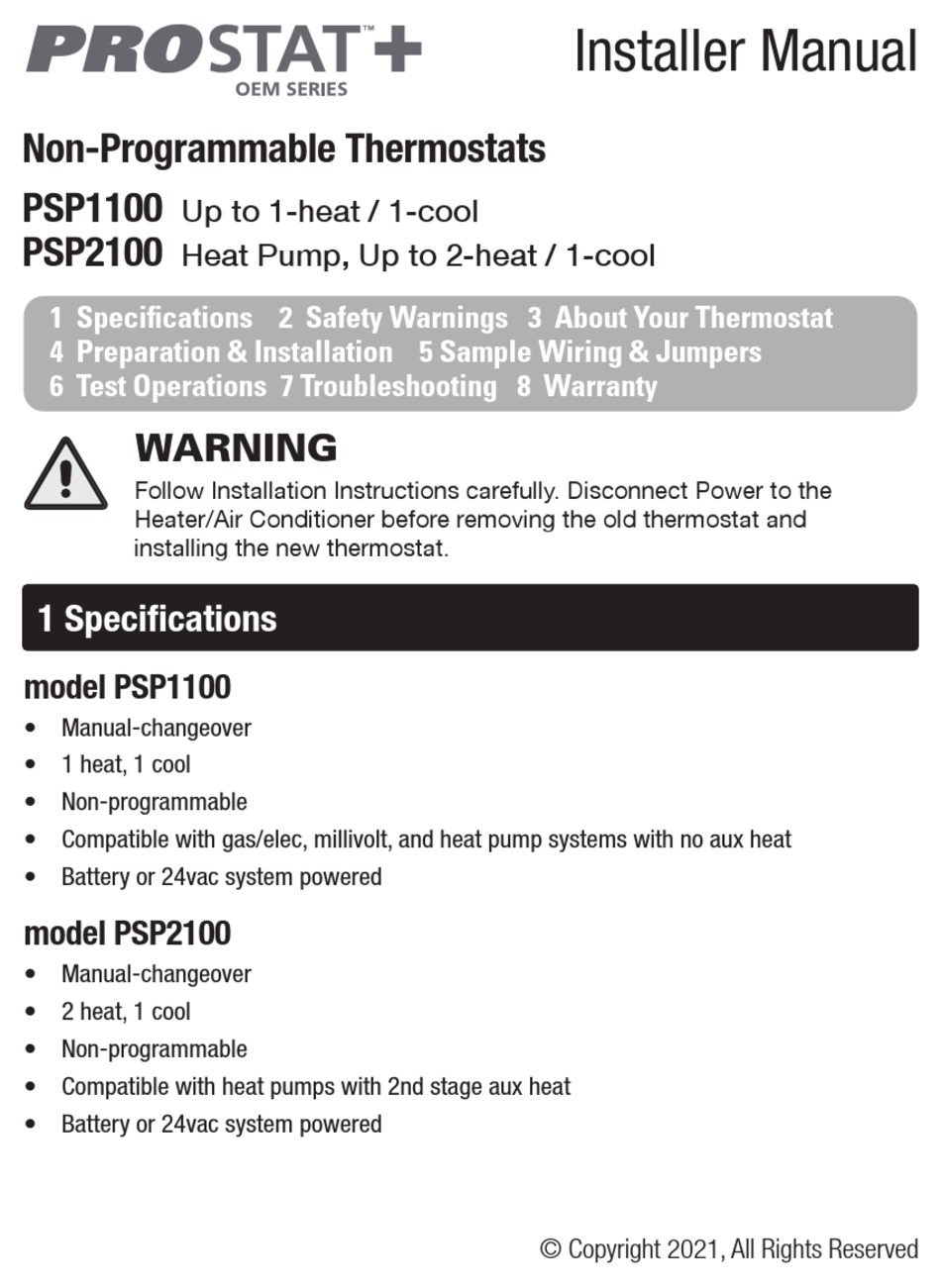 Prostat+ Programmable Thermostat (1 Heat / 1 Cool)