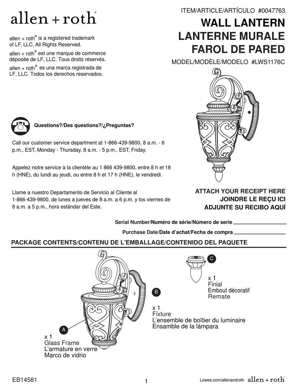 ALLEN + ROTH LWS1176C INSTALLATION INSTRUCTIONS MANUAL Pdf Download