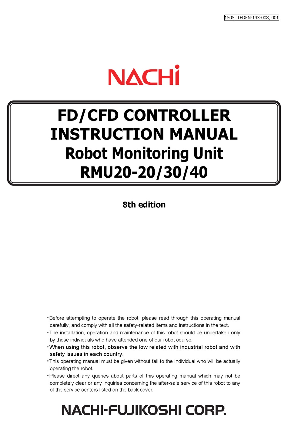 NACHI RMU20-20 INSTRUCTION MANUAL Pdf Download | ManualsLib