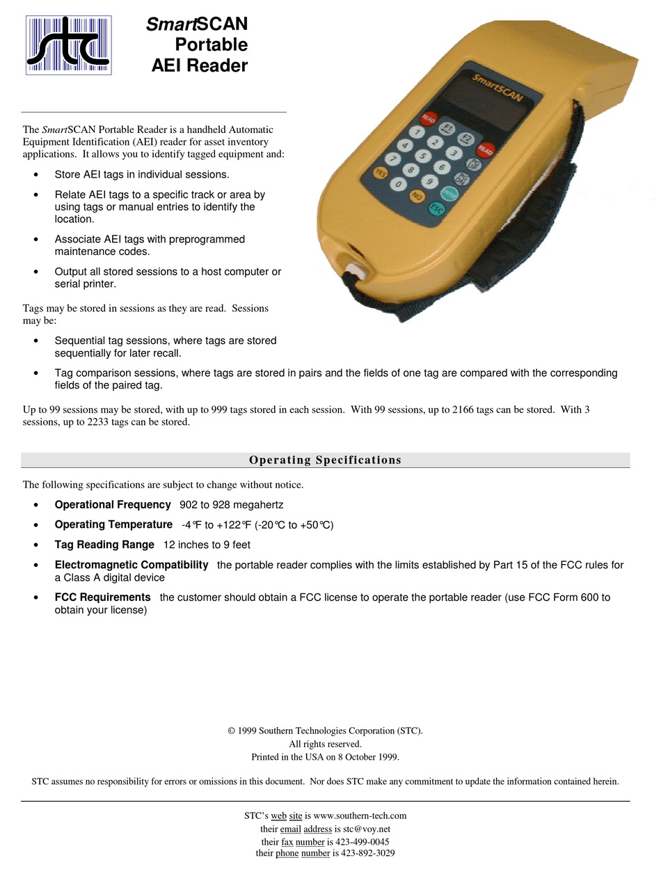 STC SMARTSCAN QUICK START MANUAL Pdf Download | ManualsLib