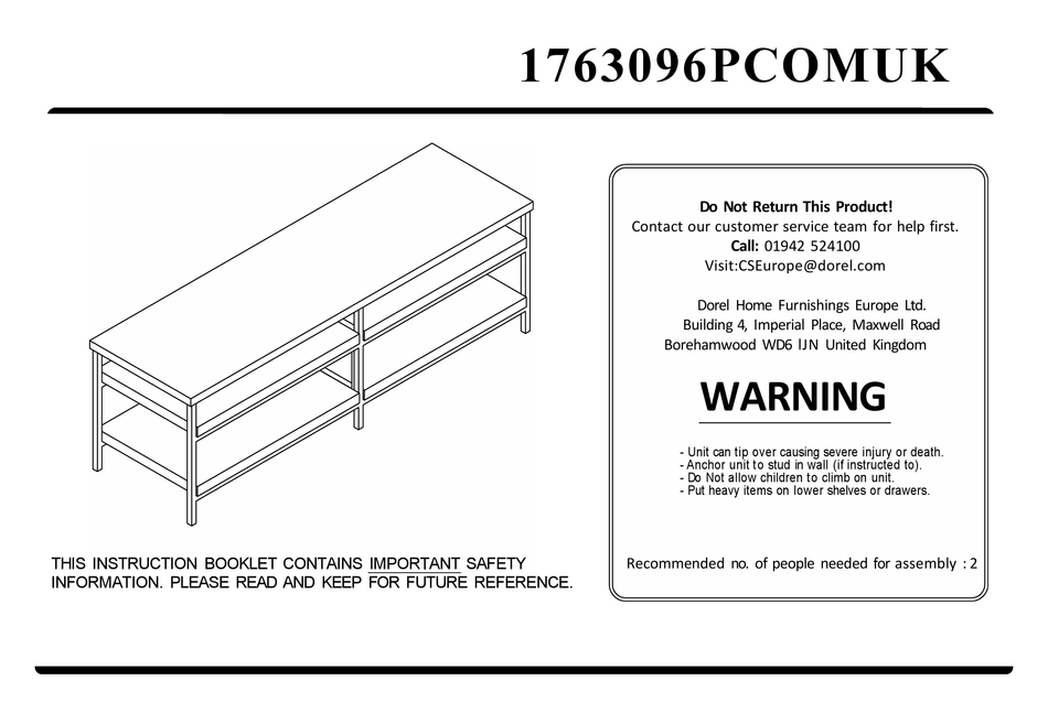 DOREL ELMWOOD INSTRUCTION BOOKLET Pdf Download ManualsLib