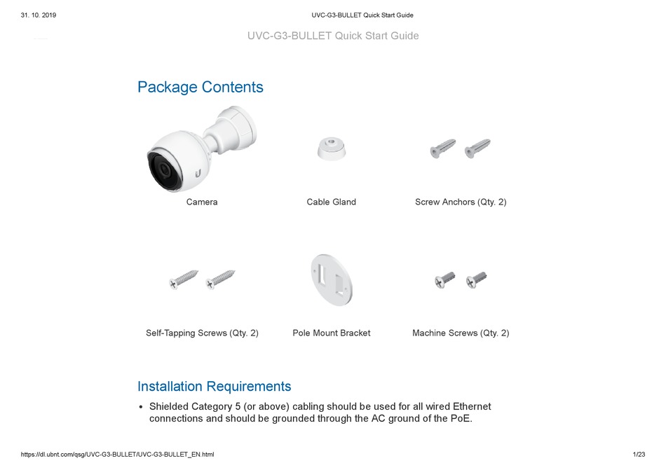 UBIQUITI UVCG3BULLET QUICK START MANUAL Pdf Download ManualsLib