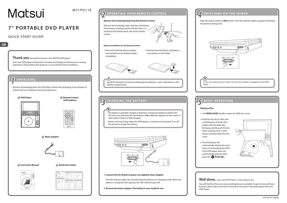 MATSUI M71PD11E QUICK START MANUAL Pdf Download ManualsLib