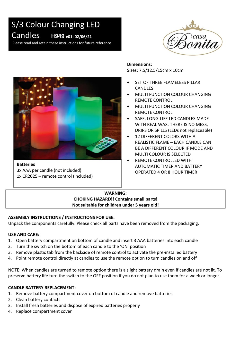 BONITA H949 INSTRUCTIONS Pdf Download ManualsLib