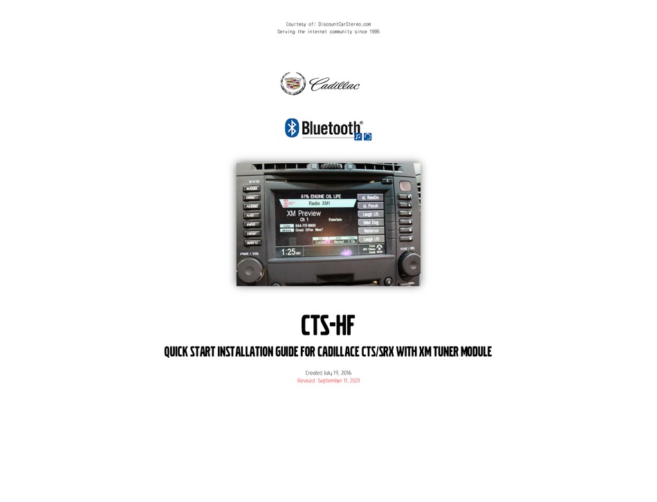 DISCOUNT CAR STEREO CTSHF QUICK START INSTALLATION MANUAL Pdf Download
