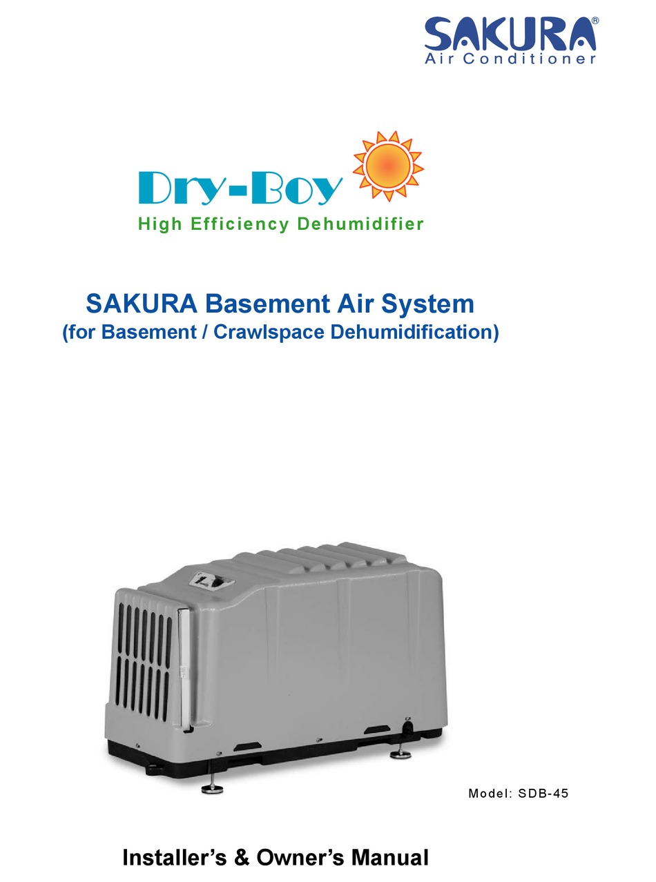 SAKURA DRYBOY SDB45 INSTALLER'S & OWNER'S MANUAL Pdf Download