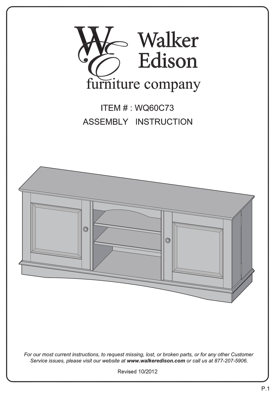 WALKER EDISON WQ60C73 ASSEMBLY INSTRUCTIONS MANUAL Pdf Download