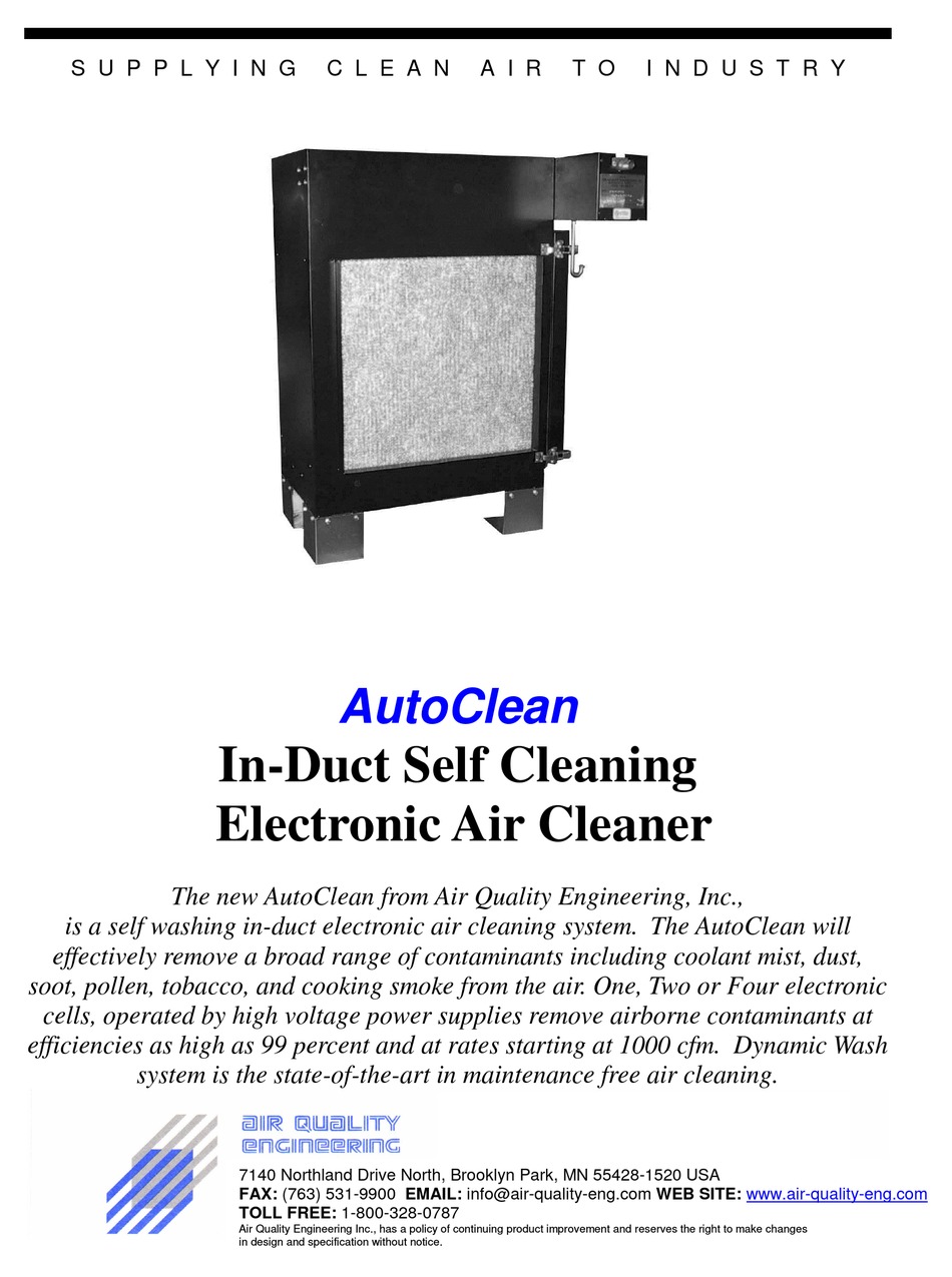 AIR QUALITY ENGINEERING AUTOCLEAN MANUAL Pdf Download ManualsLib