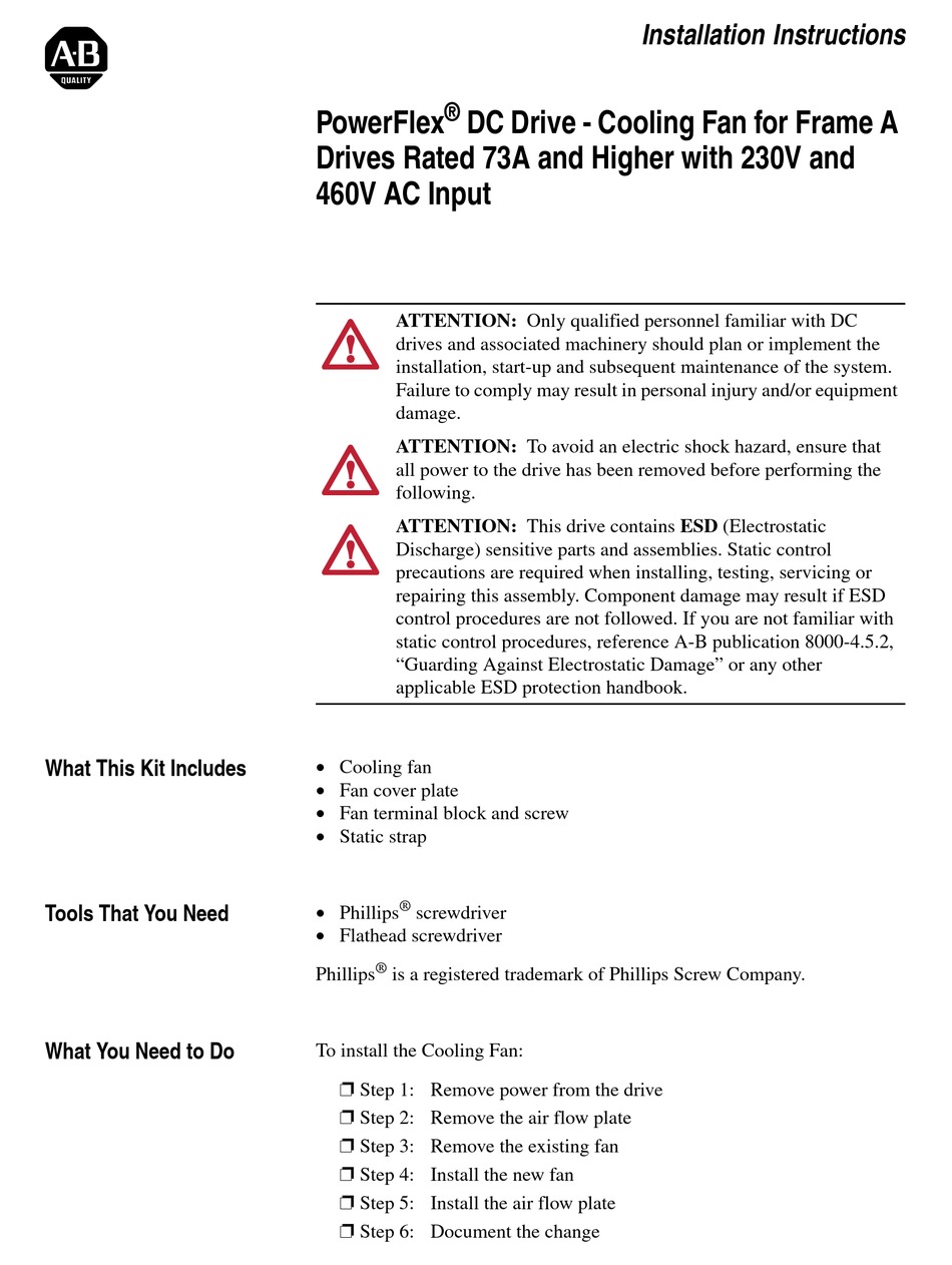 ROCKWELL AUTOMATION POWERFLEX INSTALLATION INSTRUCTIONS MANUAL Pdf