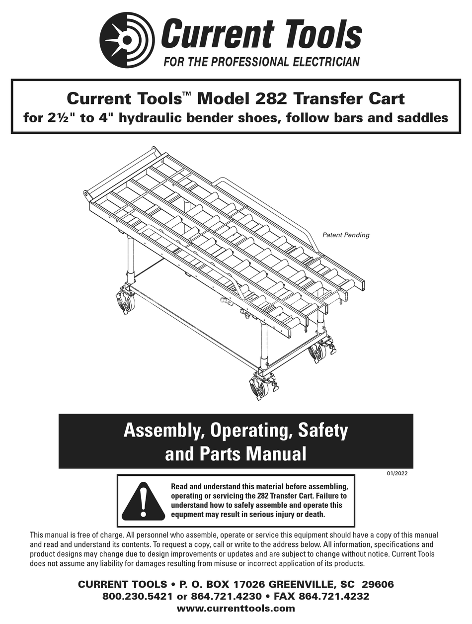 CURRENT TOOLS 282 ASSEMBLY, OPERATING, SAFETY AND PARTS MANUAL Pdf