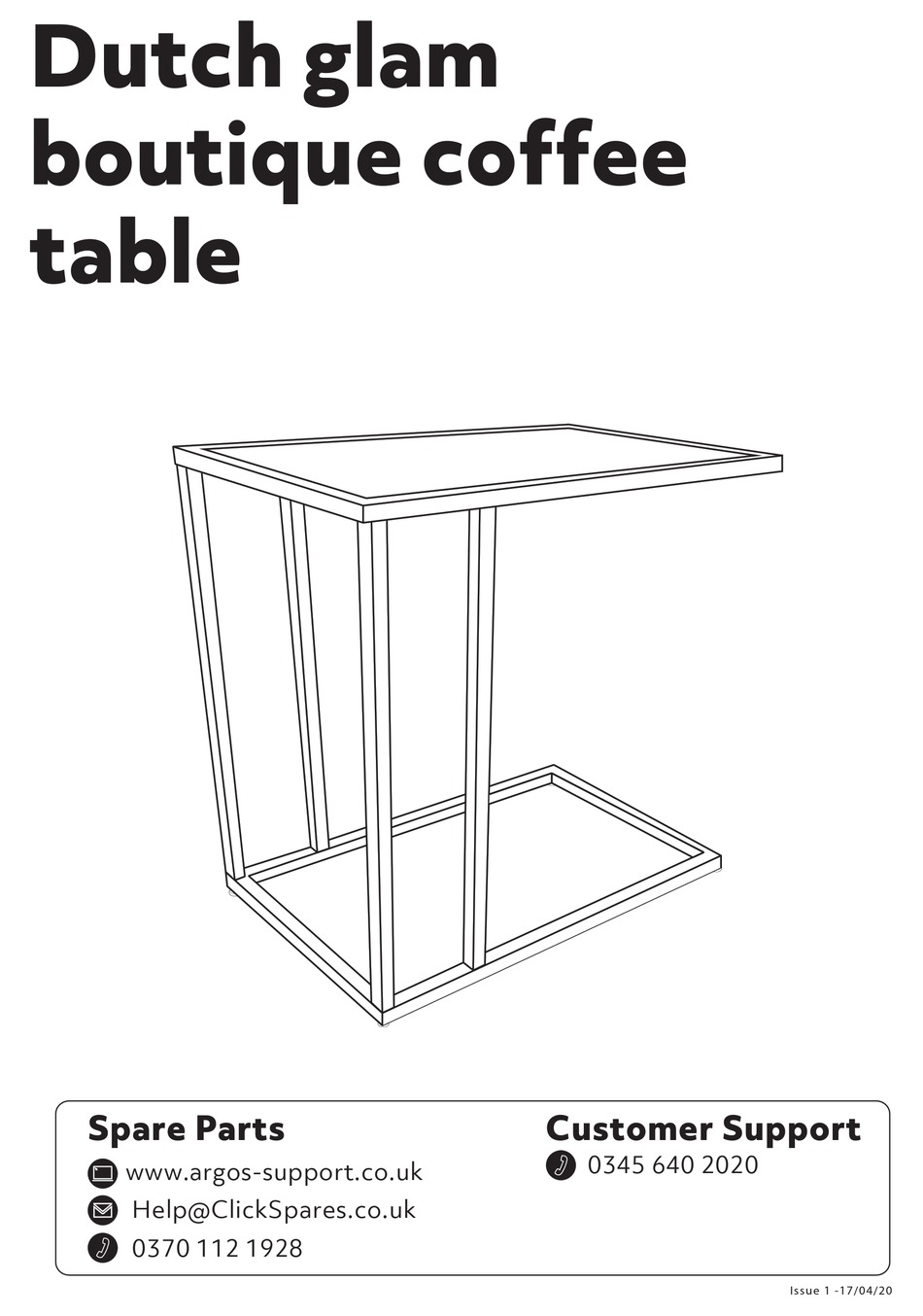 ARGOS DUTCH GLAM BOUTIQUE COFFEE TABLE MANUAL Pdf Download ManualsLib